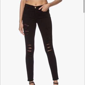 Frame Denim Black Le Skinny de Jeanne Ripped Jeans Women Size 29